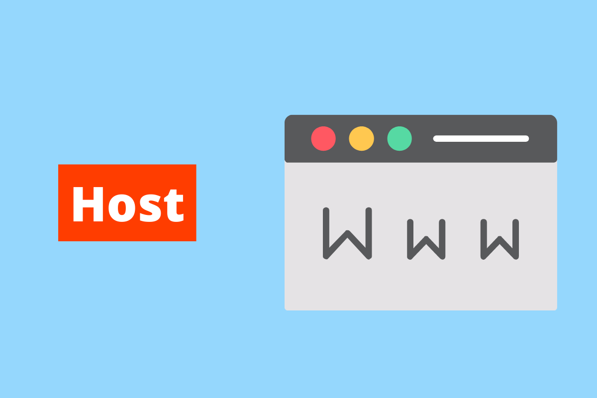 imagem de uma tela com 3 Ms ao contrário. O fundo da imagem é azul e tem-se escrito host