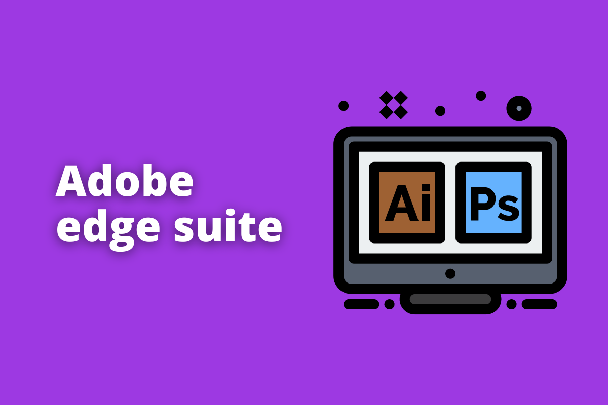 Montagem com fundo lilás e nome Adobe Edge Suite em branco com símbolo web à direita que representa o tema